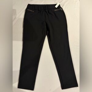 Talbots Black Elastic Waist Zip-Pocket Trousers